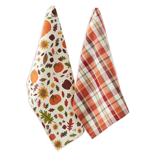 DII® Pumpkin Spice Plaid Dishtowel Set